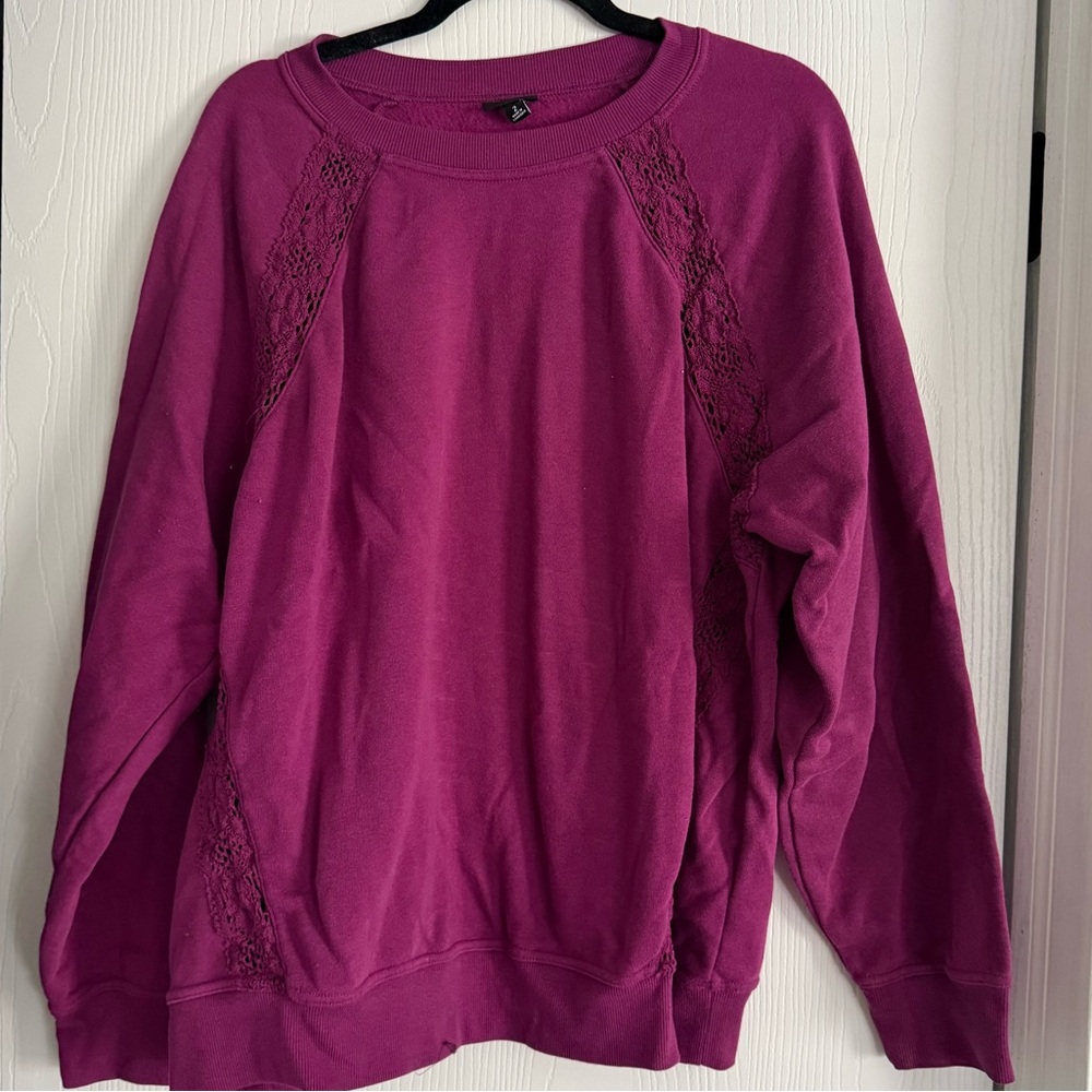 Torrid Purple mesh Lace Detail Sweatshirt